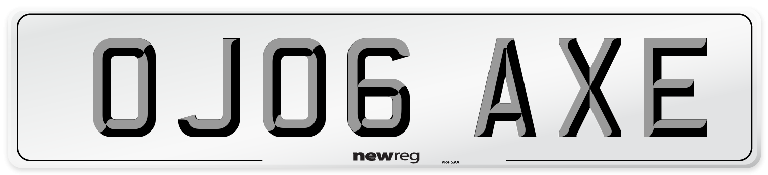 OJ06 AXE Number Plate from New Reg